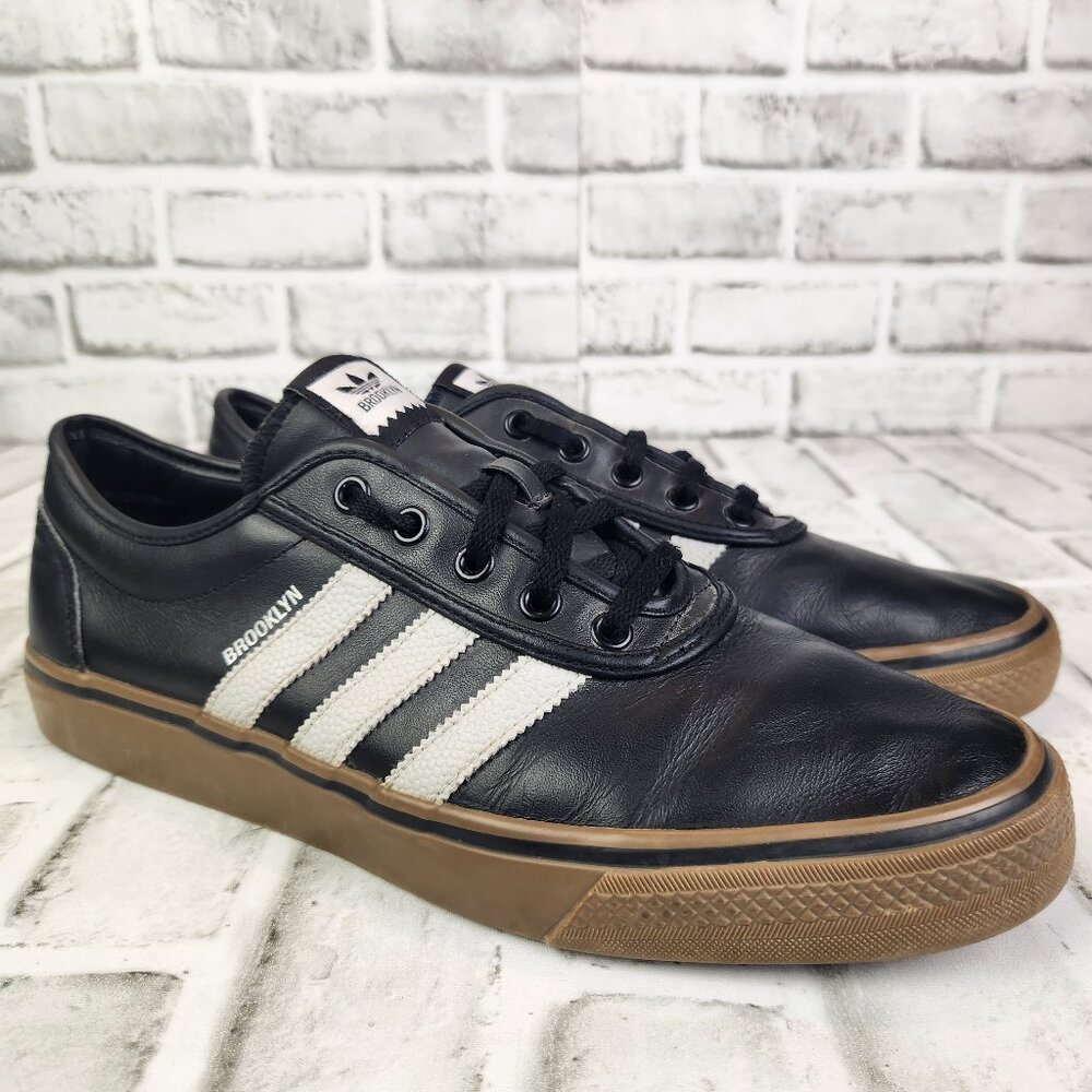 Adidas x NBA "Brooklyn Nets" Men's Sz 10.5 Black Leather Limited Edition Sneaker